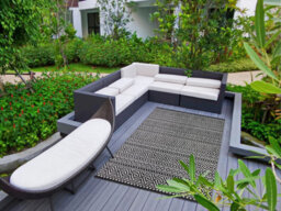 Black Outdoor Rug, Geometric Stain-Resistant Rug For Patio Decks, 3mm Modern Outdoor Luxurious Area Rug-160Cm X 220Cm - thumbnail 5