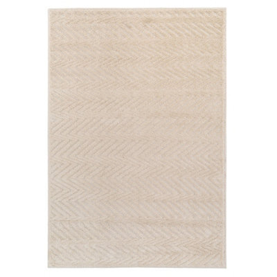 Loomed Cream Beige Chevron Soft Pile Area Ruf 120Cm X 170Cm - image 1