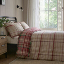 Dreams & Drapes Bennet Check Red Brushed Cotton Duvet Cover Set - thumbnail 4