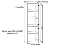 Impact Furniture Kitchen Larder Unit 500mm Pantry Cabinet Tall Right Opening Cupboard Wenge Oak Effect Junona - thumbnail 4