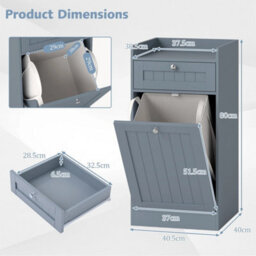 Tilt-Out Laundry Cabinet Bathroom Storage Unit With Drawer - thumbnail 2