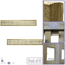 Premier Garden Supplies Urban Square Trellis Pack Of 3 W.6Ft (183Cm) X H.1Ft (30Cm) Wooden Framed Plant Support Lattice - thumbnail 1
