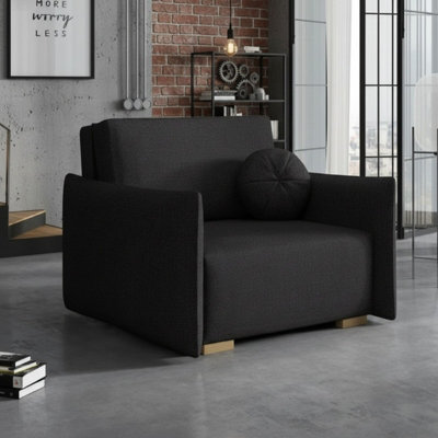 Armchair Viva Glov I With Sleep Function Storage Chipboard Foam Sinuous Spring Wooden Frame 104X98X85Cm Black - image 1