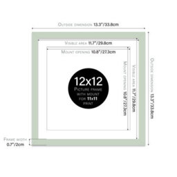 "12X12"" Mint Green Picture Frame - 12X12"" Square Frame With 11X11"" Mount For 12X12""/11X11"" Pictures Moderrn Style Thin Edge, 1 Pack" - thumbnail 2