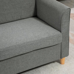 Homcom Double Seat Sofa Linen Upholstery Loveseat Couch W/ Armrests, Grey - thumbnail 8