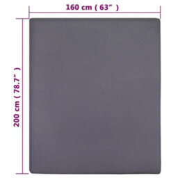 Walplus Jersey Fitted Sheet Anthracite 160X200 Cm Cotton - thumbnail 5