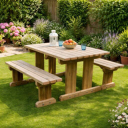 Rutland County Garden Furniture Tinwell Freestanding Picnic Table With Bench Set - 5Ft Width X 4Ft Length - thumbnail 2
