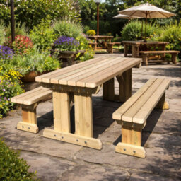Rutland County Garden Furniture Tinwell Freestanding Picnic Table With Bench Set - 5Ft Width X 4Ft Length
