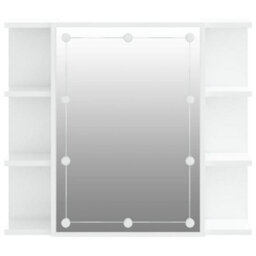 Berkfield Mirror Cabinet With Led High Gloss White 70X16.5X60 Cm - thumbnail 8