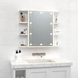 Berkfield Mirror Cabinet With Led High Gloss White 70X16.5X60 Cm - thumbnail 3
