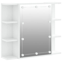 Berkfield Mirror Cabinet With Led High Gloss White 70X16.5X60 Cm - thumbnail 2