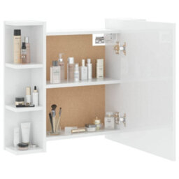 Berkfield Mirror Cabinet With Led High Gloss White 70X16.5X60 Cm - thumbnail 7