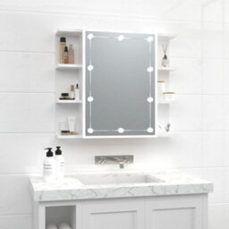 Berkfield Mirror Cabinet With Led High Gloss White 70X16.5X60 Cm - thumbnail 1