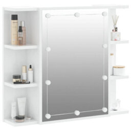 Berkfield Mirror Cabinet With Led High Gloss White 70X16.5X60 Cm - thumbnail 6