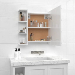 Berkfield Mirror Cabinet With Led High Gloss White 70X16.5X60 Cm - thumbnail 5