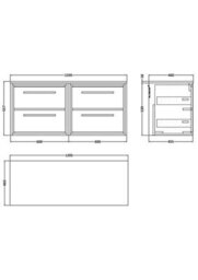 Hudson Reed Lille Wall Hung Four Drawer Contemporary Vanity Unit With Worktop In Antique Oak, 1205 X 460mm - thumbnail 3