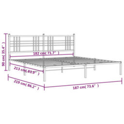 Berkfield Metal Bed Frame Without Mattress With Headboard Black 183X213Cm - thumbnail 8