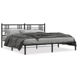 Berkfield Metal Bed Frame Without Mattress With Headboard Black 183X213Cm - thumbnail 2