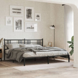 Berkfield Metal Bed Frame Without Mattress With Headboard Black 183X213Cm - thumbnail 1