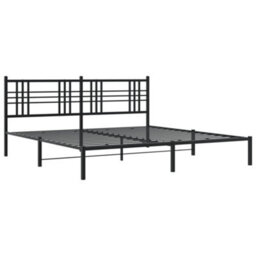 Berkfield Metal Bed Frame Without Mattress With Headboard Black 183X213Cm - thumbnail 3