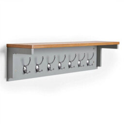 Wall Mounted Wooden Coat Rack W/ Shelf & 7 Double Hooks Hanger Rack 31.5Inch - thumbnail 1