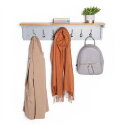 Wall Mounted Wooden Coat Rack W/ Shelf & 7 Double Hooks Hanger Rack 31.5Inch - thumbnail 6