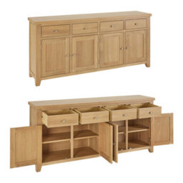 The Furniture Market Cheshire Whitewash Oak Extra Large 4 Drawer 4 Door Sideboard - thumbnail 4