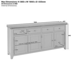 The Furniture Market Cheshire Whitewash Oak Extra Large 4 Drawer 4 Door Sideboard - thumbnail 7