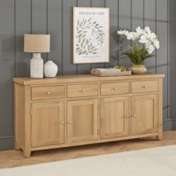 The Furniture Market Cheshire Whitewash Oak Extra Large 4 Drawer 4 Door Sideboard - thumbnail 2