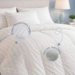 MHG Living Luxury Soft Touch 16.5 Tog Winter Duvet, Hypoallergenic Satin Stripe Microfibre Quilt - Single - thumbnail 4