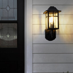 Beliani Matte Black Outdoor Wall Light Sconce - Glass And Iron, Weather-Resistant For Patio And Garden - thumbnail 1