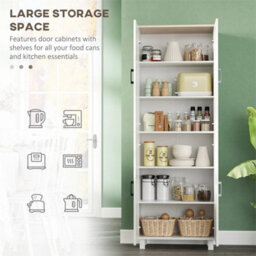 170Cm Freestanding Cupboard 4-Door Storage Cabinet, White Embossed Wood Grain - thumbnail 3
