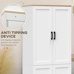 170Cm Freestanding Cupboard 4-Door Storage Cabinet, White Embossed Wood Grain - thumbnail 5