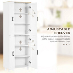 170Cm Freestanding Cupboard 4-Door Storage Cabinet, White Embossed Wood Grain - thumbnail 4