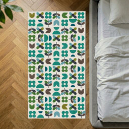 Decoranddecor Rug, Washable Rugs, Bedroom Kitchen Rugs, 80X150Cm, Non-Slip, Pet Friendly, Low Pile, Retro Floral Rug - Zora - thumbnail 1