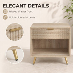 Homcom Small Table With Drawer, Open Compartment And Handle, Natural - thumbnail 4
