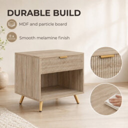 Homcom Small Table With Drawer, Open Compartment And Handle, Natural - thumbnail 6
