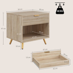Homcom Small Table With Drawer, Open Compartment And Handle, Natural - thumbnail 3