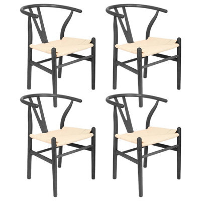 Nicholas Winter 4X Beech Wooden Danish Style Dining Chairs - Black - Solid Wood Wish Beech Bone Wood Chairs - image 1