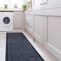 Loomed Dark Slate Grey Hard Wearing Non Slip Cut To Measure Runner Utility Mat 66Cm Wide (2Ft 2In W X 23Ft L) - thumbnail 3