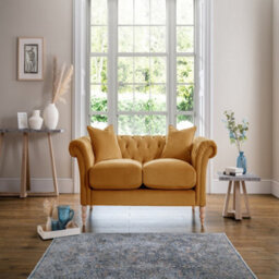 Sofas Express Tulip Ochre Yellow Velvet  2 Seater Sofa - thumbnail 3