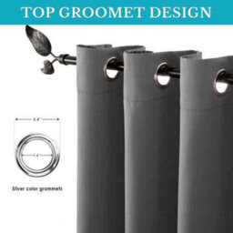 Dark Grey Luxury Insulated Blackout Curtains  66 To 84 Eyelet Ring Top, 2Pc Set - thumbnail 2