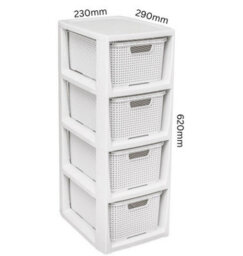 B2C Storage Unit With Baskets Drawer Organizer Tower Cabinet  White 4 Baskets Unit - thumbnail 3