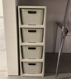 B2C Storage Unit With Baskets Drawer Organizer Tower Cabinet  White 4 Baskets Unit - thumbnail 2