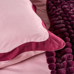 Ohs Wavy Edge Bedding Set Microfibre Duvet Cover With Pillowcase, Blush/burgundy - Single - thumbnail 4