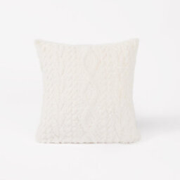 OHS Cable Knit Cushion Covers Sherpa Pillow Cases 2 Pack, 45 X 45Cm - Cream - thumbnail 3