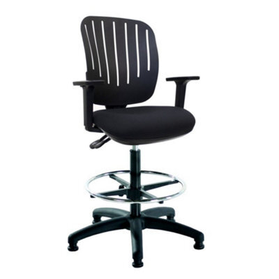 Flexi Black Draughtsman Chair With Black Upholstered Seat