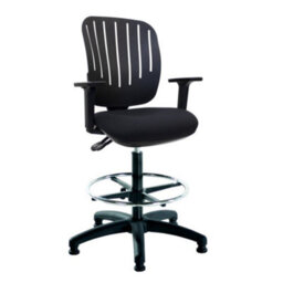 Flexi Black Draughtsman Chair With Black Upholstered Seat