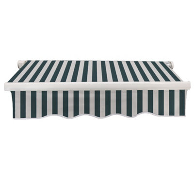 Sundaze 3.5X2.5M Garden Awning Replacement Fabric Top Cover Front Valance Green-White - image 1