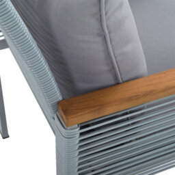 Fenchilin Garden Lounge Set Double Sofa 2 Airchairs With Table Rattan And Metal Frame Grey - thumbnail 7